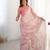 Women's pink chinon digital printed designer saree with blouse