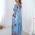 Women's sky blue chinon digital printed designer saree with blouse