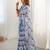 Women's blue chinon digital printed designer saree with blouse