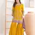 Yellow chinon silk semi stitched wedding suits