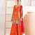 Orange chinon silk semi stitched wedding suits