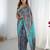 Women's grey chinon digital printed designer saree with blouse