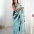 Women's sea green chinon digital printed designer saree with blouse