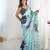 Women's sea green chinon digital printed designer saree with blouse
