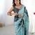 Women's sea green chinon digital printed designer saree with blouse