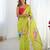 Women's parrot green chinon digital printed designer saree with blouse