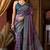 purple cluster digital saree with jacquard border & jhallar
