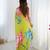 Women's parrot green chinon digital printed designer saree with blouse