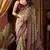 cream cluster digital saree with jacquard border & jhallar