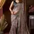 off white cluster digital saree with jacquard border & jhallar