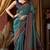 blue cluster digital saree with jacquard border & jhallar