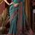 blue cluster digital saree with jacquard border & jhallar