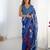 Women's blue chinon digital printed designer saree with blouse
