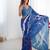 Women's blue chinon digital printed designer saree with blouse