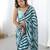 Women's sea green chinon digital printed designer saree with blouse