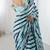 Women's sea green chinon digital printed designer saree with blouse