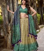 multicolor Printed Vichitra Silk lehenga with choli and dupatta