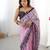 Women's pink chinon digital printed designer saree with blouse