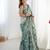 Women's green chinon digital printed designer saree with blouse