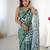 Women's green chinon digital printed designer saree with blouse