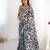 Women's black chinon digital printed designer saree with blouse