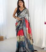 lightweight multicolor digital printed chinon saree