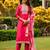 red embroidered roman straight kurta pant and dupatta set