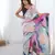 multicolor digital printed chinon saree with subtle border work