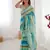 sky blue chinon leriya zari printed saree with elegant border