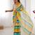 yellow chinon leriya zari printed saree with elegant border