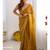 mustard chiffon designer saree with box pattern and moti lace border
