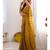 mustard chiffon designer saree with box pattern and moti lace border