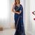 Women's navy blue soft fendy embroidered designer saree with blouse
