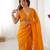 Women's yellow soft fendy embroidered designer saree with blouse