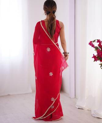 pink soft fendi saree with embroidered work 5