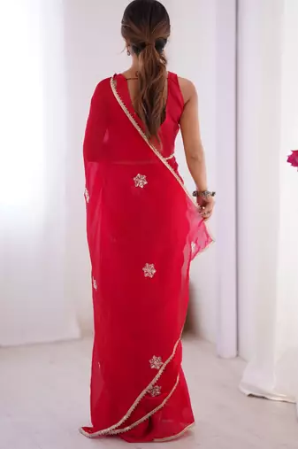 pink soft fendi saree with embroidered work