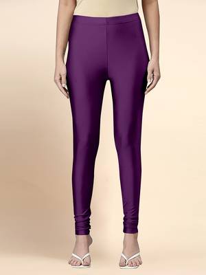 BerryPurple Microfiber elastane stretch soft churidar length leggings with ultrasoft waistband 1