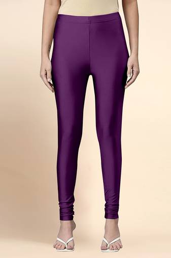 BerryPurple Microfiber elastane stretch soft churidar length leggings with ultrasoft waistband