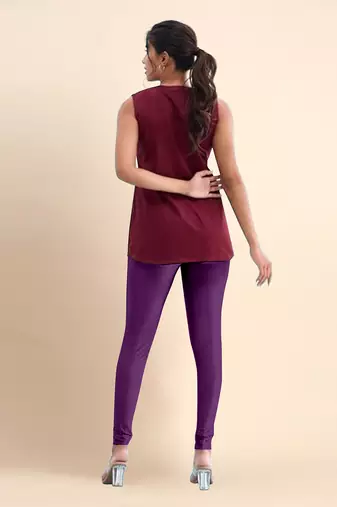 BerryPurple Microfiber elastane stretch soft churidar length leggings with ultrasoft waistband