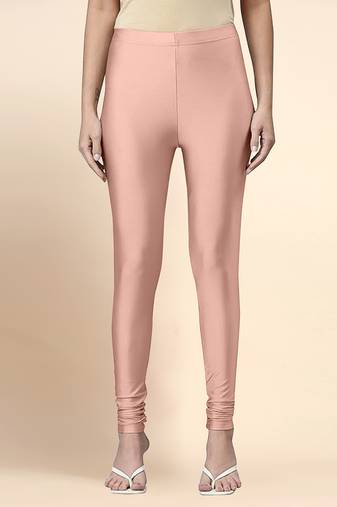 Blush Microfiber elastane stretch soft churidar length leggings with ultrasoft waistband
