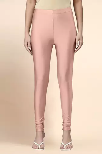 Blush Microfiber elastane stretch soft churidar length leggings with ultrasoft waistband