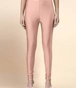 Blush Microfiber elastane stretch soft churidar length leggings with ultrasoft waistband