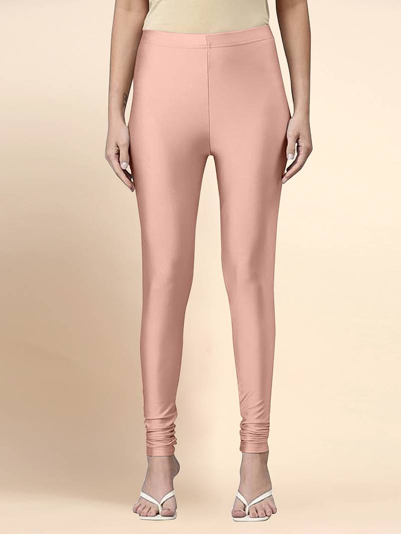 Blush Microfiber elastane stretch soft churidar length leggings with ultrasoft waistband