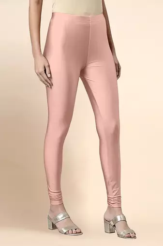 Blush Microfiber elastane stretch soft churidar length leggings with ultrasoft waistband