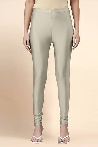 DarkBeige Microfiber elastane stretch soft churidar length leggings with ultrasoft waistband