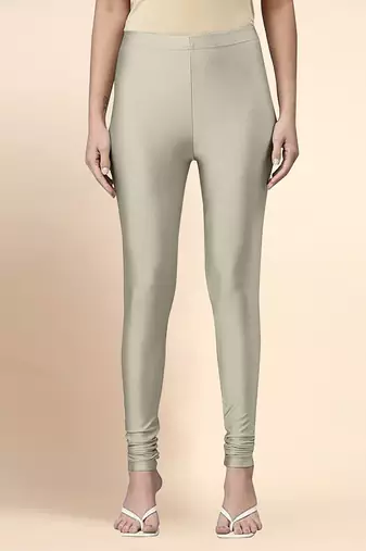 DarkBeige Microfiber elastane stretch soft churidar length leggings with ultrasoft waistband
