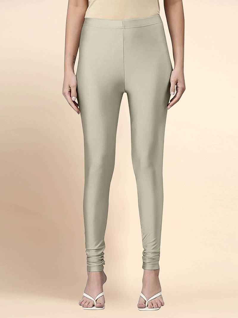 DarkBeige Microfiber elastane stretch soft churidar length leggings with ultrasoft waistband