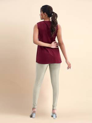 DarkBeige Microfiber elastane stretch soft churidar length leggings with ultrasoft waistband 2