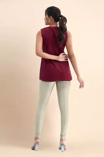 DarkBeige Microfiber elastane stretch soft churidar length leggings with ultrasoft waistband