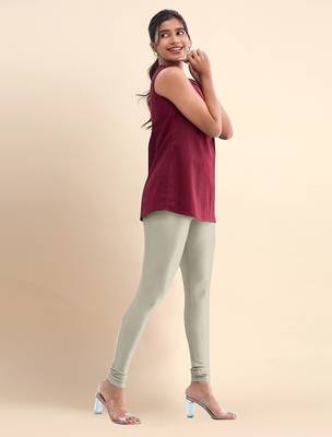 DarkBeige Microfiber elastane stretch soft churidar length leggings with ultrasoft waistband 3